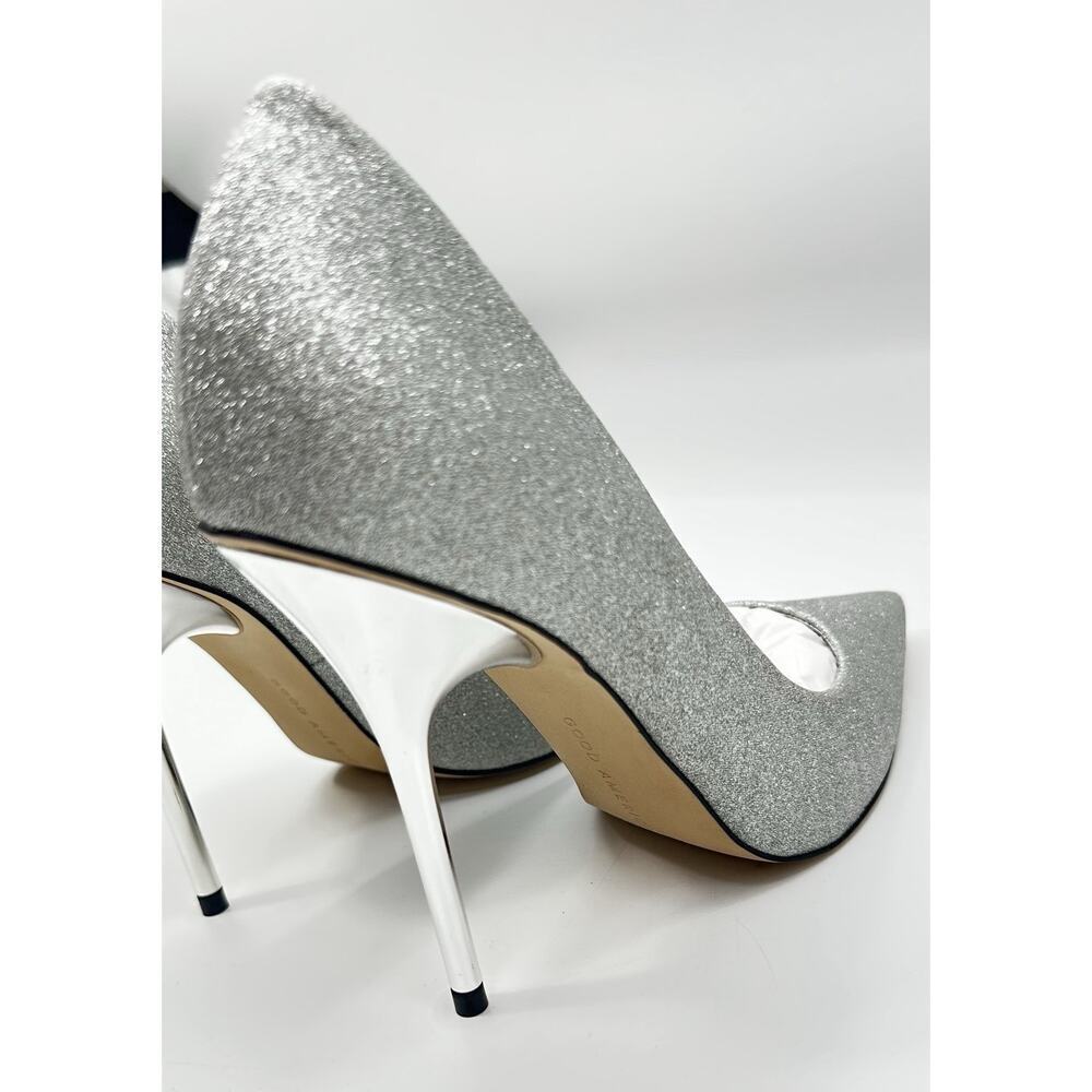 Good American Emma Silver Glitter Pumps Heels Women’s 8.5 Pointed Toe - Picture 13 of 16